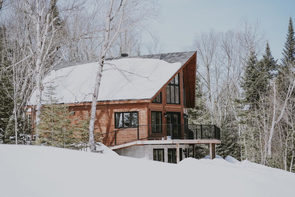House in winter with geothermal heating